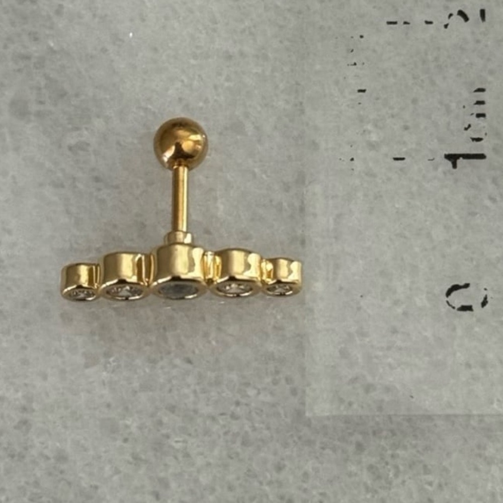 Gold Round Crystal Arch Cartilage Earring Brand New - Picture 4 of 5